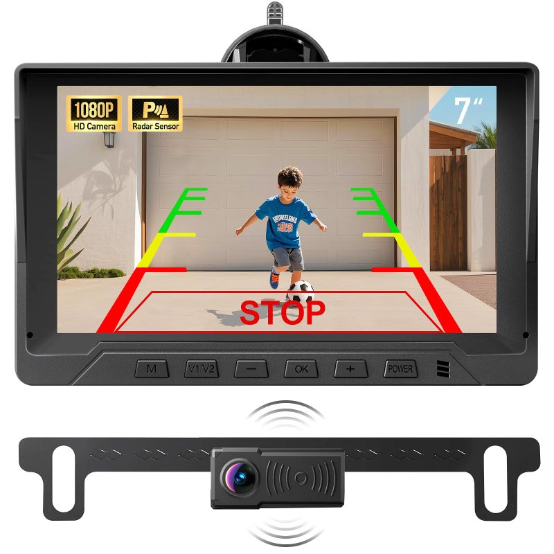 Seventour 1080P Backup Camera with Backup Sensors Parking Distance Control PDC System Back up Camera Waterproof Clear Night Vision Rear View Camera with 7 Monitor for CarsTruckSUVRVVanTrailer - Image 2