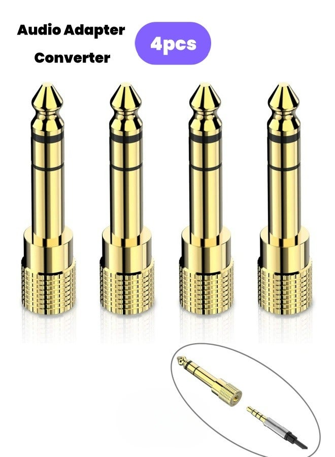 Generic 6.5mm Male to 3.5mm Female Stereo Audio Adapter Converter for Guitar Headphones Amp, Gold Plated 4 Pack  - Image 1
