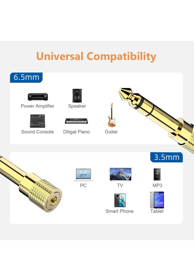 Generic 6.5mm Male to 3.5mm Female Stereo Audio Adapter Converter for Guitar Headphones Amp, Gold Plated 4 Pack  - Image 2