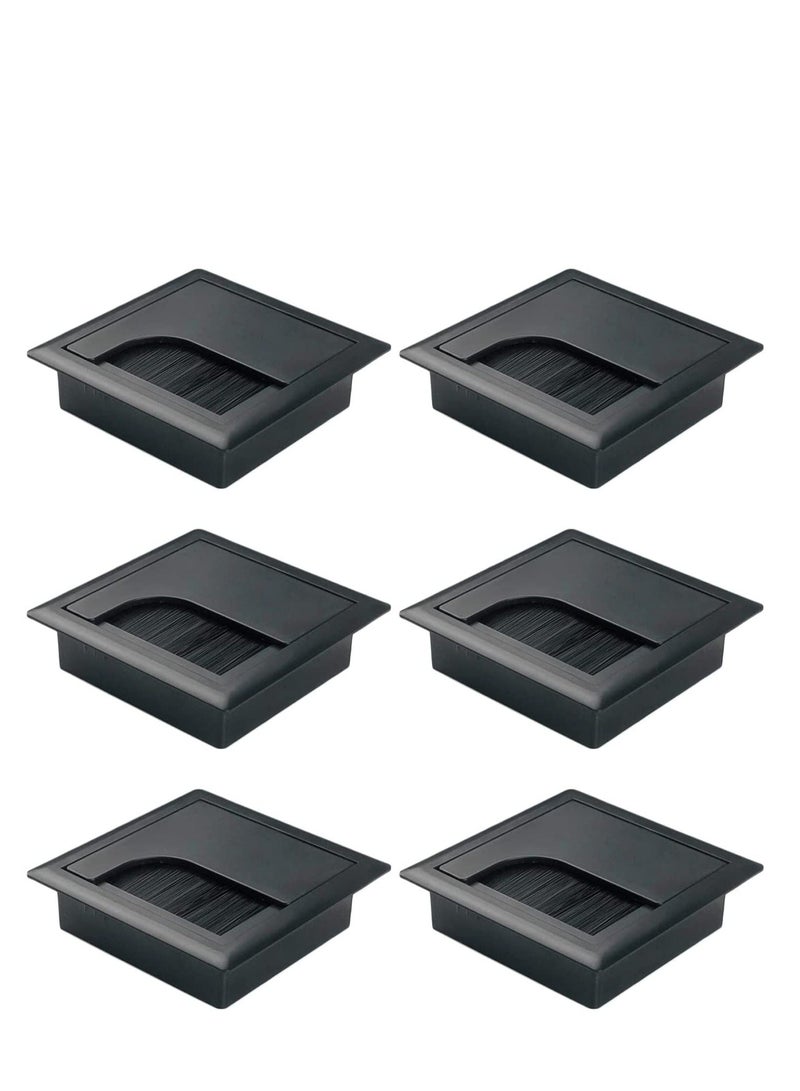 Cable Grommet,  6PCS Computer Desktop Decorative Cable Grommet Plastic Cable Grommet with Brush Grommet Cable Tidies for Home and Office Table Surface Port Hole Covers (Size: 8 * 8cm)  - Image 1