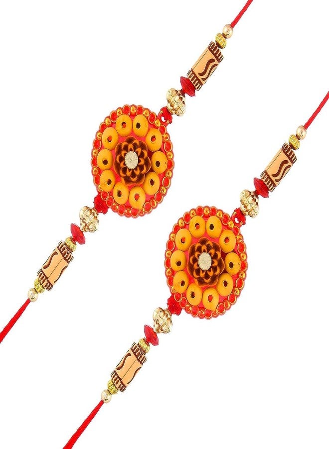 RA-Rock Multicolor Flower Designer Rakhi Set For Brother And Sister (ARR211090)