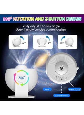 Galaxy Projector, Night Sky Projection Lamp, Projects Rotating Stars Nebulas with Remote, for Kids Adult Bedroom Living Room Party, White - view 3