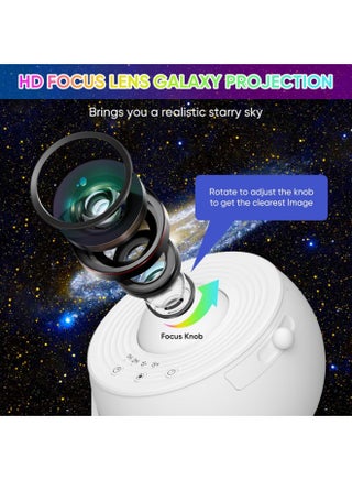 Galaxy Projector, Night Sky Projection Lamp, Projects Rotating Stars Nebulas with Remote, for Kids Adult Bedroom Living Room Party, White - view 5