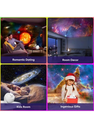 Galaxy Projector, Night Sky Projection Lamp, Projects Rotating Stars Nebulas with Remote, for Kids Adult Bedroom Living Room Party, White - view 5