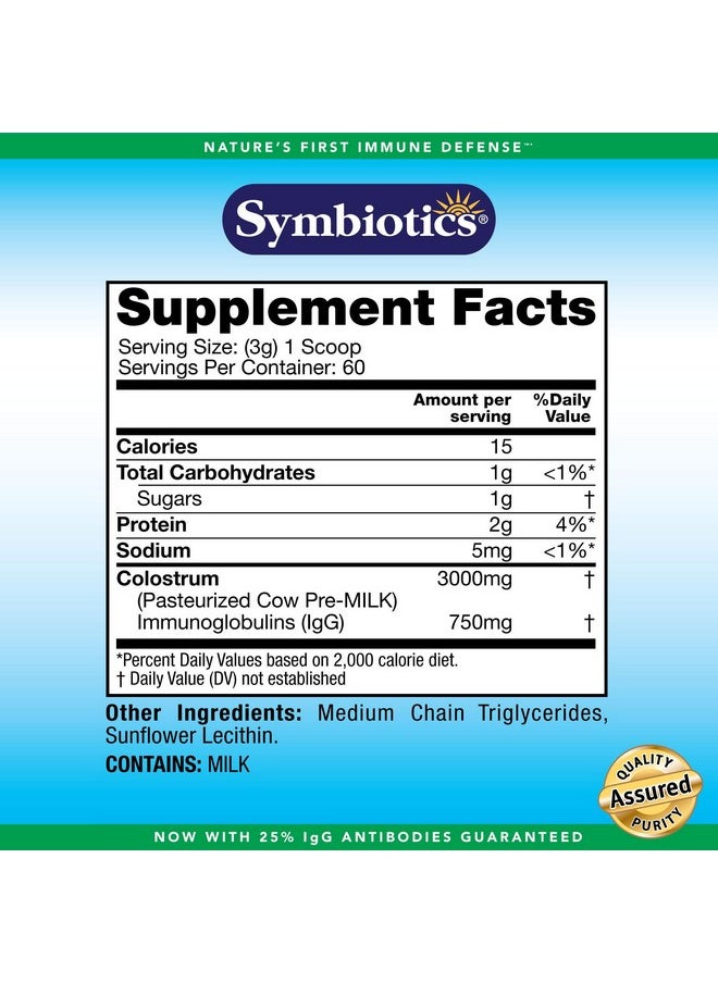 Symbiotics Symbiotics Colostrum Plus Powder Supplement for Immunity Support, 6.3 Ounces (180 g)  - Image 4