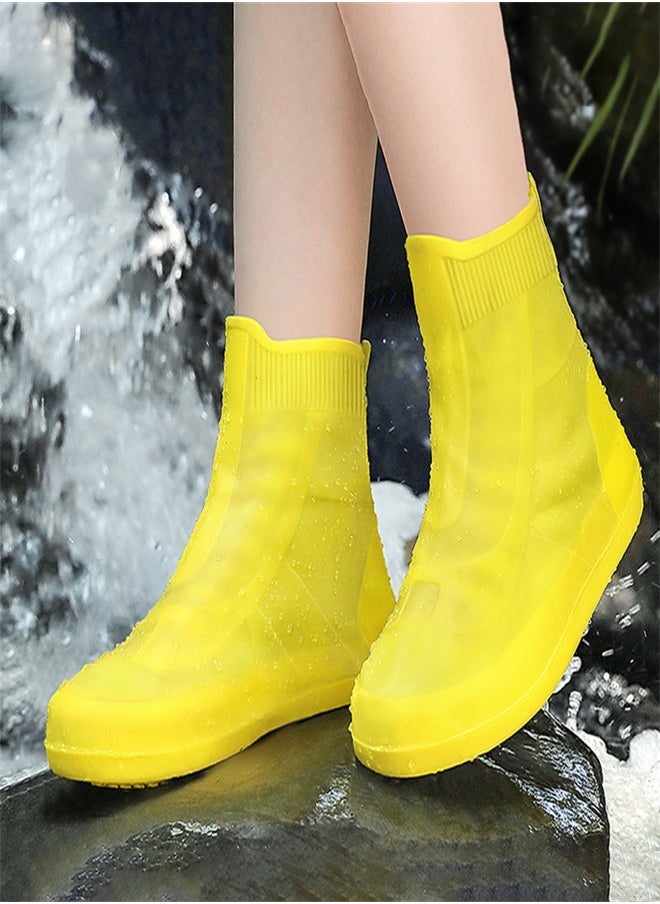 Loquat - Children's Mid Tube Rain Boot Cover  Yellow - Image 1