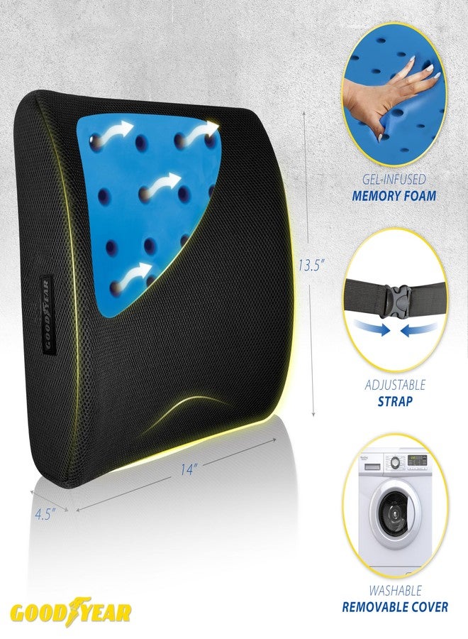 Goodyear Lumbar Support Car Seat Cushion with Cooling Gel - Accessories for Driving - Memory Foam Car Seat Lumbar Support Pillows, Office Chairs Cushion, Ergonomic Back Support, Desk Accessories - Image 4
