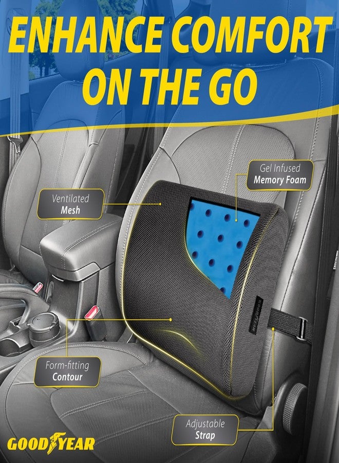 Goodyear Lumbar Support Car Seat Cushion with Cooling Gel - Accessories for Driving - Memory Foam Car Seat Lumbar Support Pillows, Office Chairs Cushion, Ergonomic Back Support, Desk Accessories - Image 2