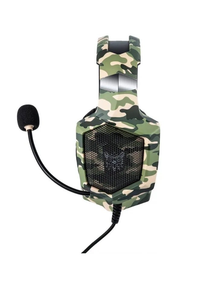 onikuma ONIKUMA K8 Stereo Gaming Headset with Mic and Controls for PC, PS4, Xbox and Mobiles (Camouflage Green)  - Image 2