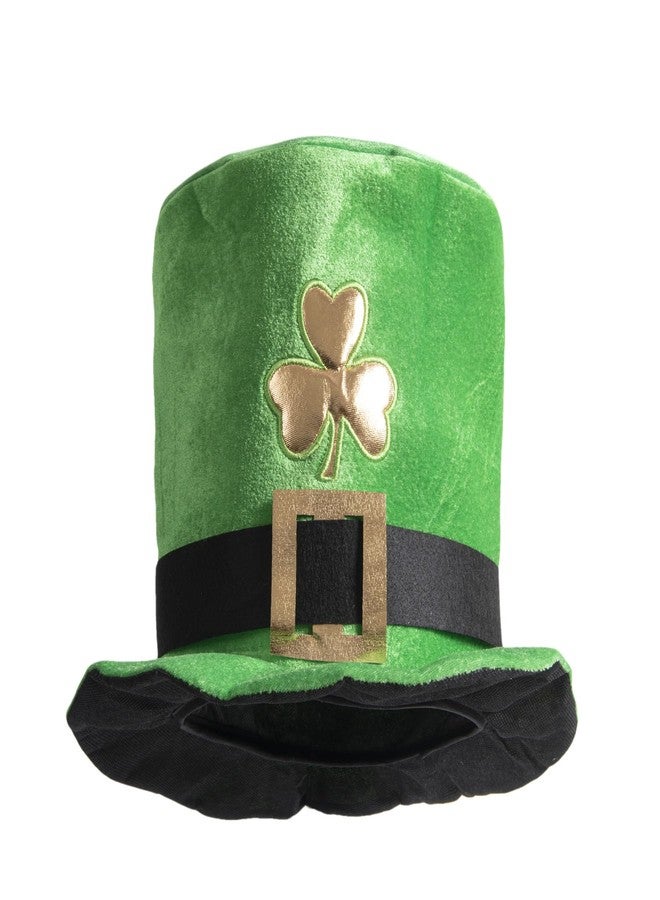 Yilistore St Patrick's Day Green Top Hat,Velvet Green Shamrock Hat, Irish Leprechaun Plush Hat for Women Men Party Favors (Green Black) - Image 1