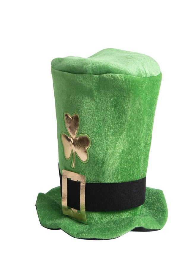 Yilistore St Patrick's Day Green Top Hat,Velvet Green Shamrock Hat, Irish Leprechaun Plush Hat for Women Men Party Favors (Green Black) - Image 2