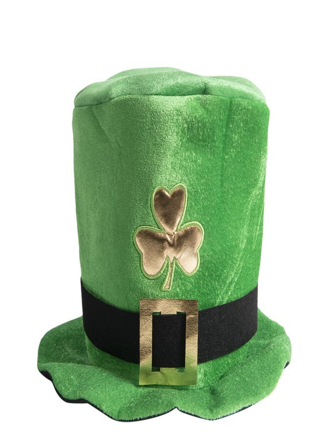 Yilistore St Patrick's Day Green Top Hat,Velvet Green Shamrock Hat, Irish Leprechaun Plush Hat for Women Men Party Favors (Green Black) - Image 4