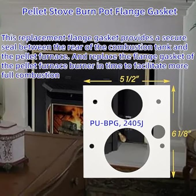 REPLACEMENT PELLET STOVE BURN POT FLANGE GASKET PU-BPG, 2405J FITS ENGLANDER, SUMMERS HEAT, TIMBER RIDGE(2 PACK) - Image 2