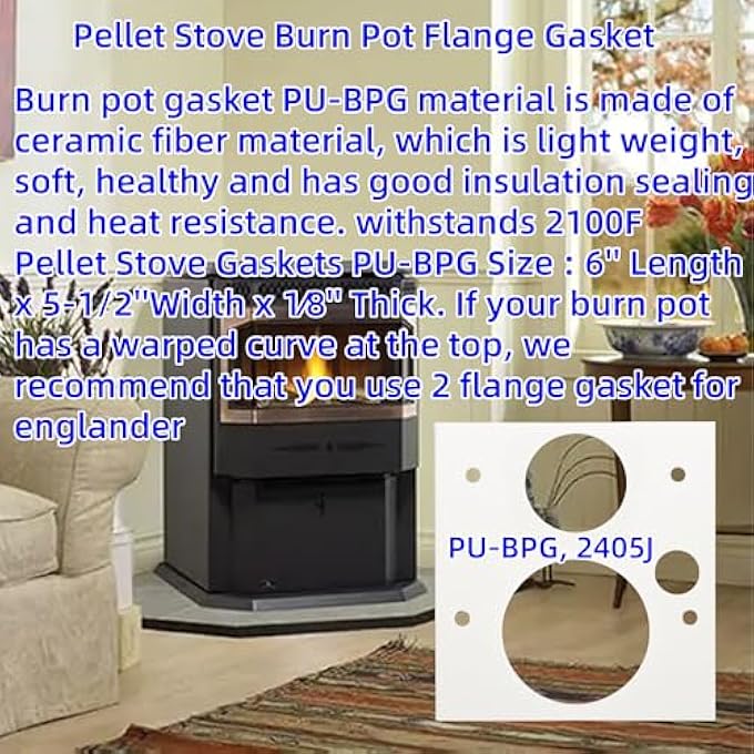 REPLACEMENT PELLET STOVE BURN POT FLANGE GASKET PU-BPG, 2405J FITS ENGLANDER, SUMMERS HEAT, TIMBER RIDGE(2 PACK) - Image 3