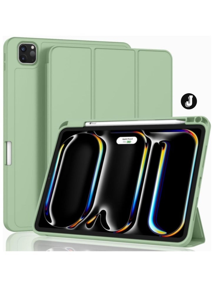 JAJEEK "2024 iPad Pro 11" Case (M4, 5th Gen) – Smart Case with Pencil Holder, Touch ID Support & Auto Wake/Sleep Function (New Matcha Green)" - Image 1