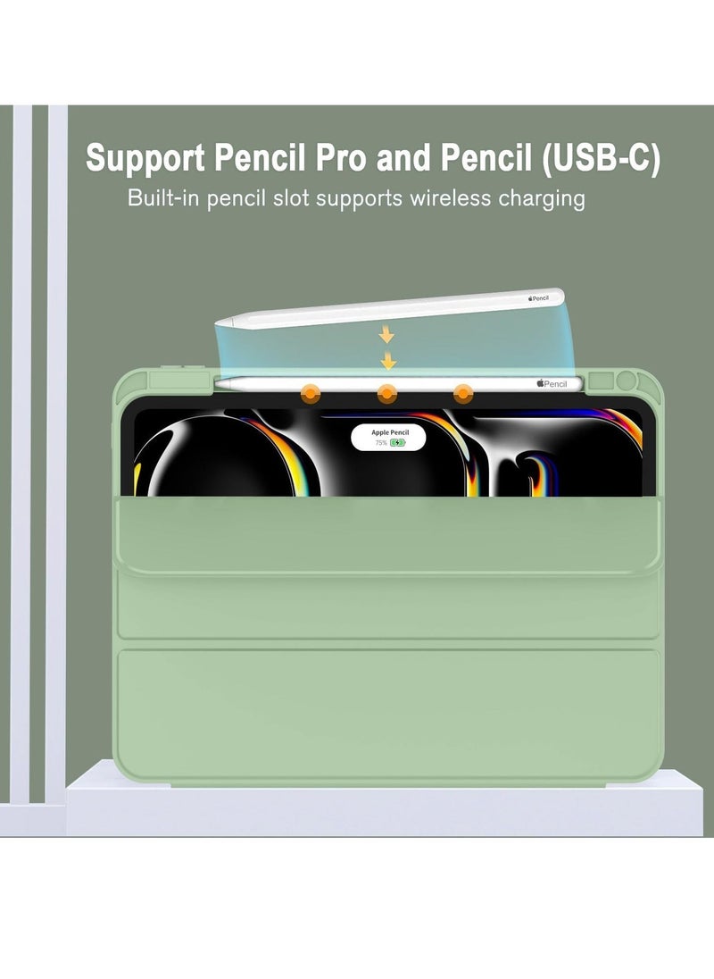 JAJEEK "2024 iPad Pro 11" Case (M4, 5th Gen) – Smart Case with Pencil Holder, Touch ID Support & Auto Wake/Sleep Function (New Matcha Green)" - Image 2