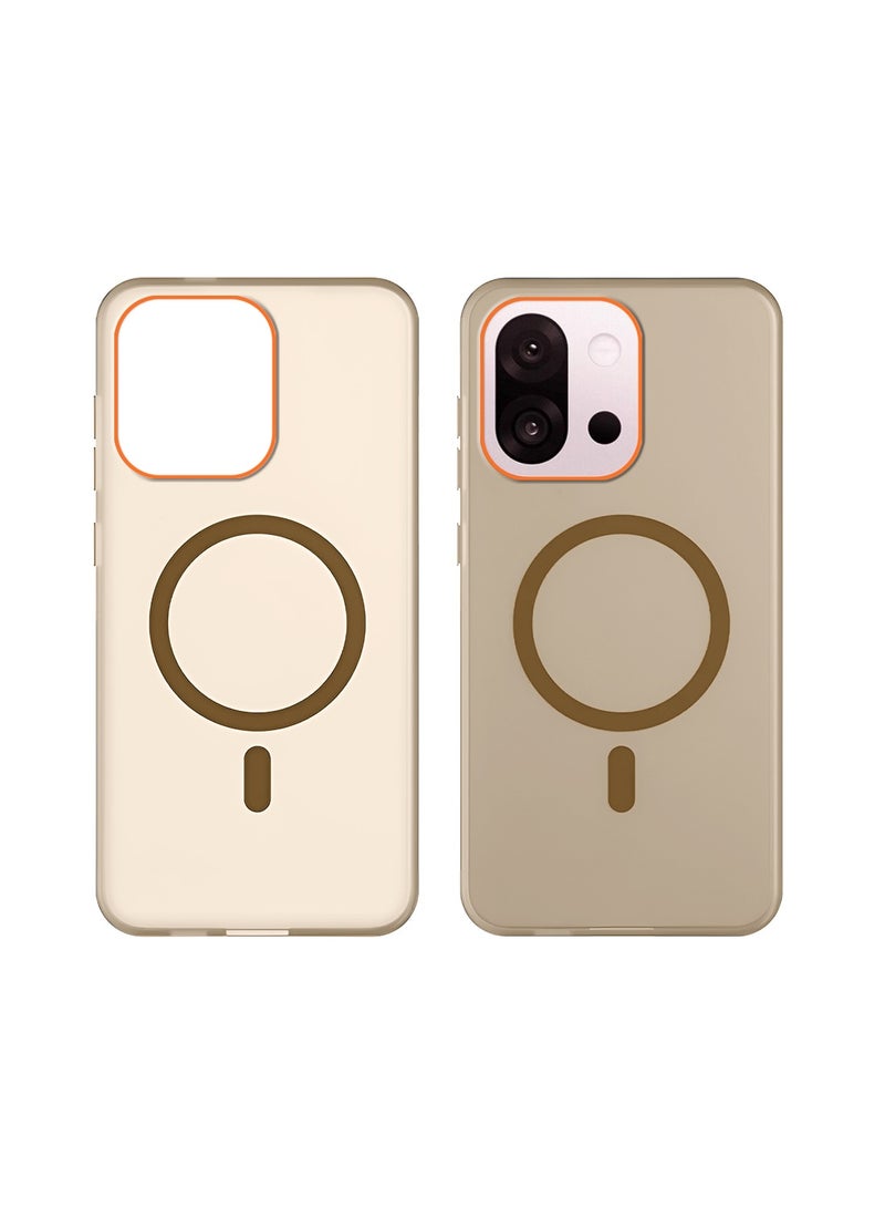 دبليو تيك غطاء حقيبة بحواف كاميرا مرتفعة أنيق لهاتف OnePlus 13T 5G 2025 هجين شفاف مع شحن مغناطيسي ماغسيف (MCMPMN) - بني - Image 2