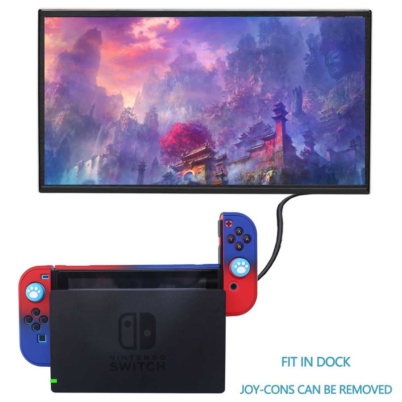 COMCOOL Dockable Case for Nintendo Switch - COMCOOL 3 in 1 Protective Cover Case for Nintendo Switch and Joy-Con Controller with Screen Protector - Red Blue - Image 5