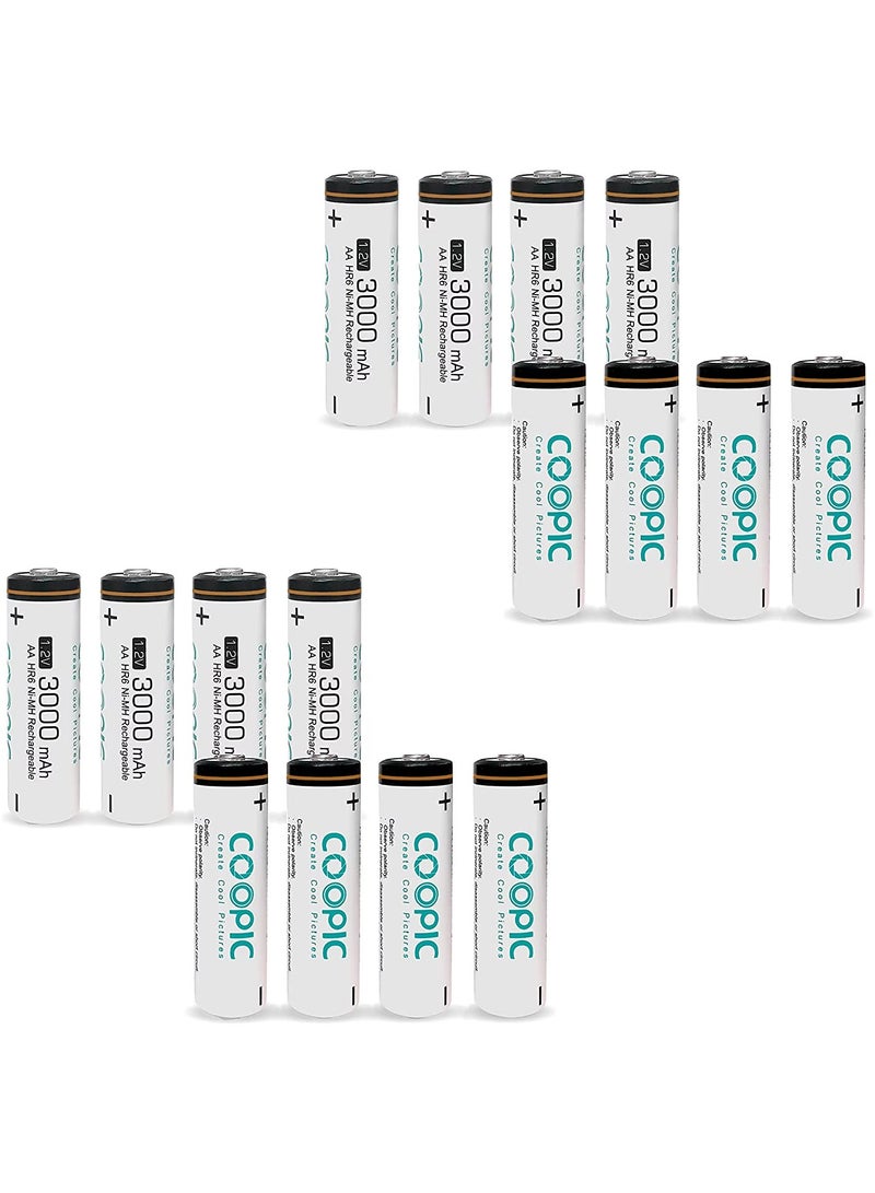 COOPIC Create Cool Pictures 16pcs 3000mAh AA RH6 Ni-MH Pre-charged type Rechargeable Battery - Image 1