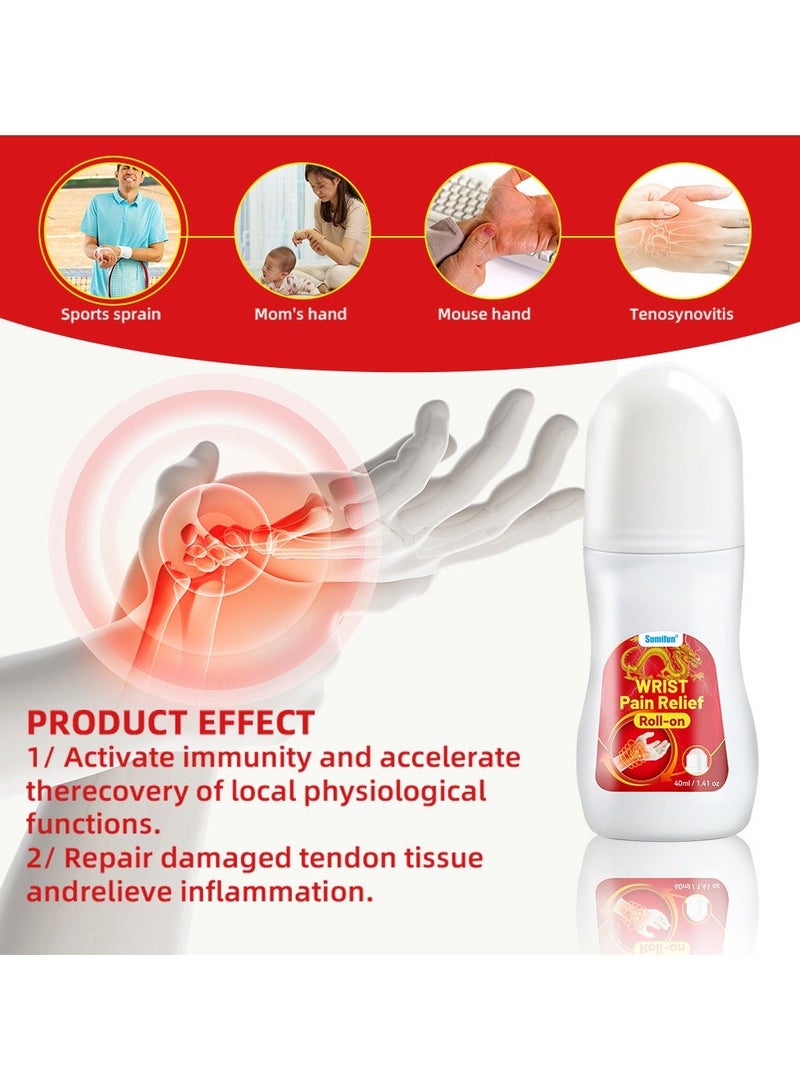 Sumifun 2-PACKS Tenosynovitis Roller, Relieves Wrist and Finger Joint Pain, Natural Plant Extracts 40ml*2 - Image 2