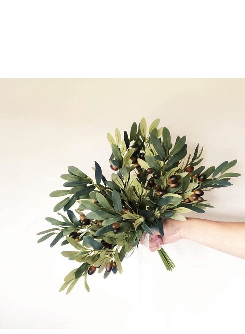 Y&D 5 Pieces Olive Branches Artificial Plants Greenery Stems Olive Leaves Fake Fruits Silk Plants - Image 2