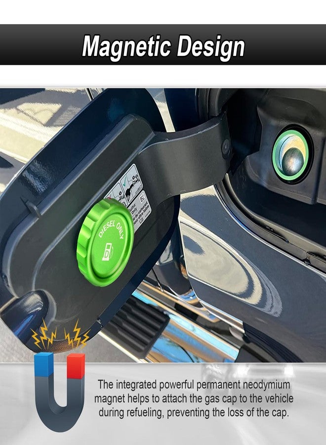 ROMELACK Green Magnetic Diesel Fuel Cap 6061 Aluminum Compatible with Chevrolet Silverado Tahoe Fit GMC Sierra Yukon 1500 3.0 - Image 3
