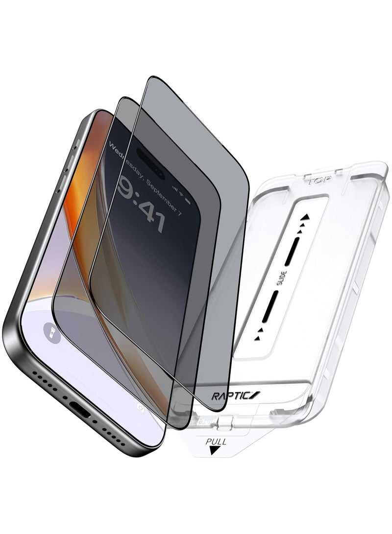 RAPTIC Air Glass [Privacy HD 2 Pack] iPhone 17 Pro MAX Full Coverage Screen Protector Tempered Glass with Easy Install Tray - Privacy - Image 1