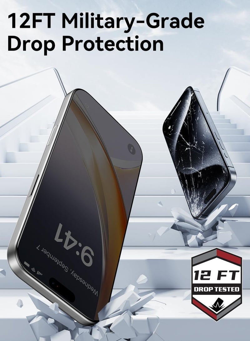 RAPTIC Air Glass [Privacy HD 2 Pack] iPhone 17 Pro MAX Full Coverage Screen Protector Tempered Glass with Easy Install Tray - Privacy - Image 2