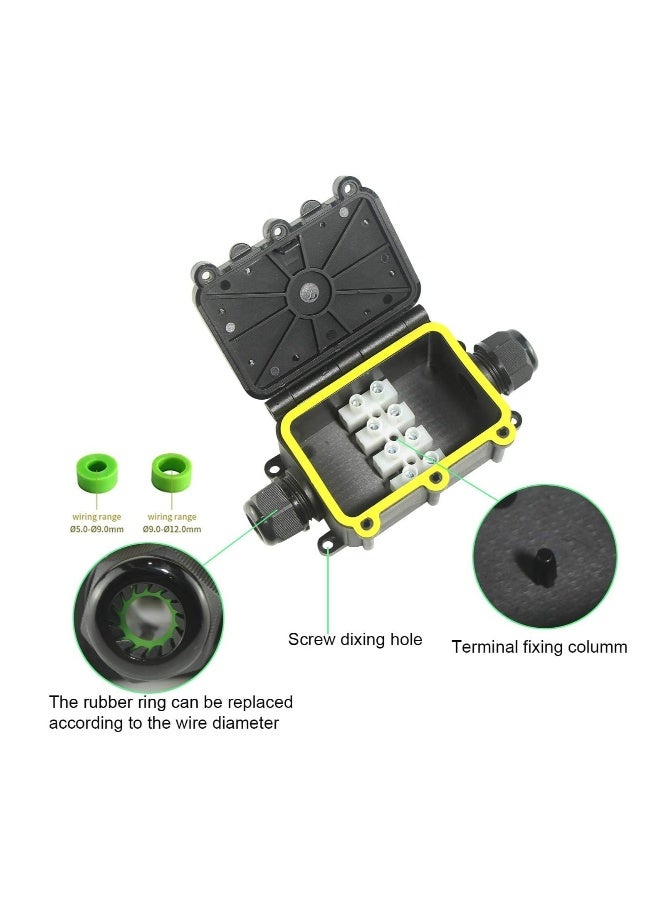 صندوق تقاطع خارجي مقاوم للماء IP68، موصل كابل م coaxial تحت الأرض 3 اتجاهات، صناديق كابلات طاقة خارجية 2 قطعة - Image 3