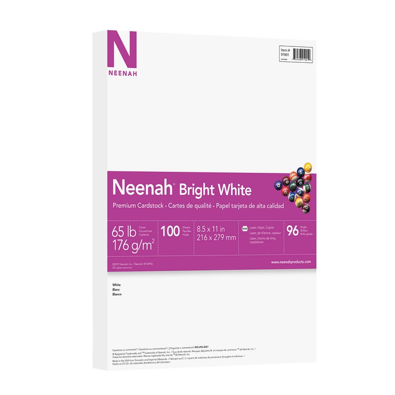 Neenah Printable MultiPurpose Card Stock 812 x 11 Bright White Pack Of 100 Sheets
