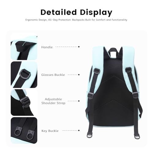 Lanola Basic Multi-Pocket Multipurpose Backpack Classical Water Resistant Student Bookbag For School Business Travel or Casual Daypack Backpacks For Men Women - Blue - Image 5