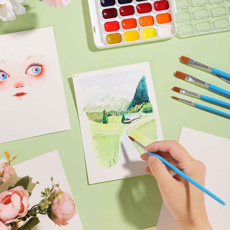 Prudiut 30 Sheets Watercolor Paper 5x7 Inch, 140 lb/300 GSM Cold Press Watercolor Paper Bulk, White Water Color Paper Cotton Paper for Kids Students Adults Beginners Artists - Image 5