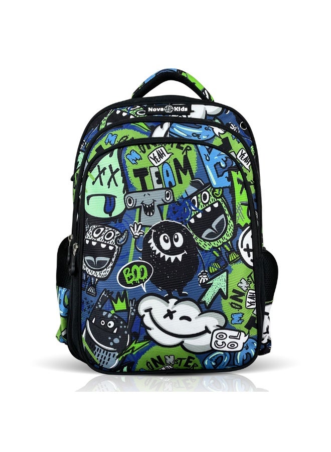 Nova kids حقيبة مدرسية للأطفال نوفا - جين زد باللون الأسود، 17.5" - Image 1