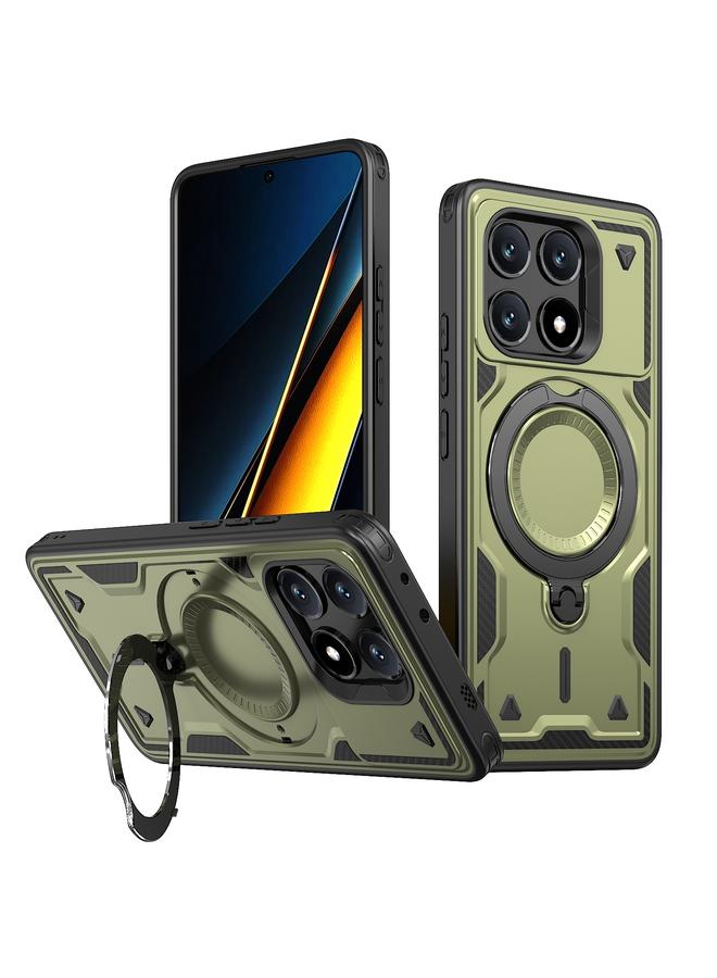 The Bros Case For Xiaomi Poco X6 Pro 5G PC Hybrid TPU Armor MagSafe Ring Holder Phone Case