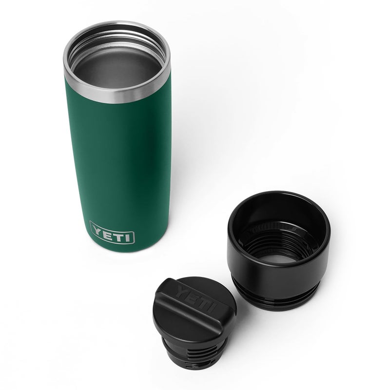 يتي زجاجة سفر من YETI Rambler سعة 16 أونصة مصنوعة من الفولاذ المقاوم للصدأ معزولة بغطاء للركاب مانع للتسرب باللون الأسود والأخضر - Image 3