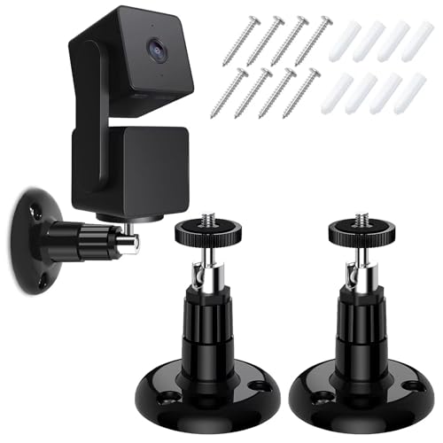 FastSnail Wall Mount Compatible with Wyze Cam Pan & Wyze Cam V3/Ring Camera, Adjustable Indoor Outdoor Mount for Wyze Cam Pan, Wyze Cam Outdoor, Wyze Cam V3/ArloPro/2/3/4/5//Ultra/Ultra 2 Pack Black - Image 1