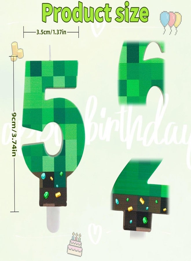 iNINGER Green Number 7 Candle, TNT Cake Toppers, Pixel Cake Candles for Birthday, Wedding Party Supplies Decoration - Image 2