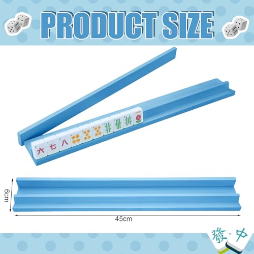 Leinuosen Wooden Mahjong Racks with Pushers 4 Set Magnet American Mahjong Tile Rack and Magnetically Attached Pushers Painted Tile Holders for Players Gift Family Game NightStraightLight Blue - Image 5