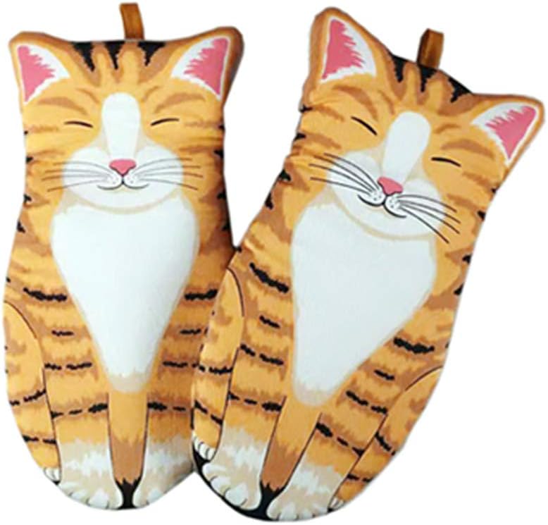 axusitt Oven Mitts Kitchen Cooking Baking Heat Resistant Cat Glove, 1 Pair Cat - Image 1