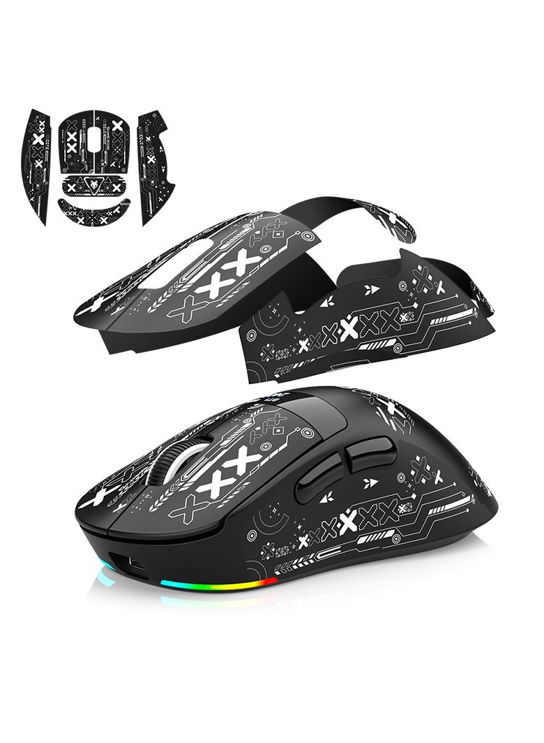 XUNFOX XUNFOX H9 Pro Wireless Gaming Mouse, 3 Modes (2.4G+BT+Wired), 12000 DPI, RGB Charging Dock, OLED Screen Display, Magnetic Fast Charging, Lightweight 63g, PAW3311 Sensor, PU Sticker – Black - Image 3