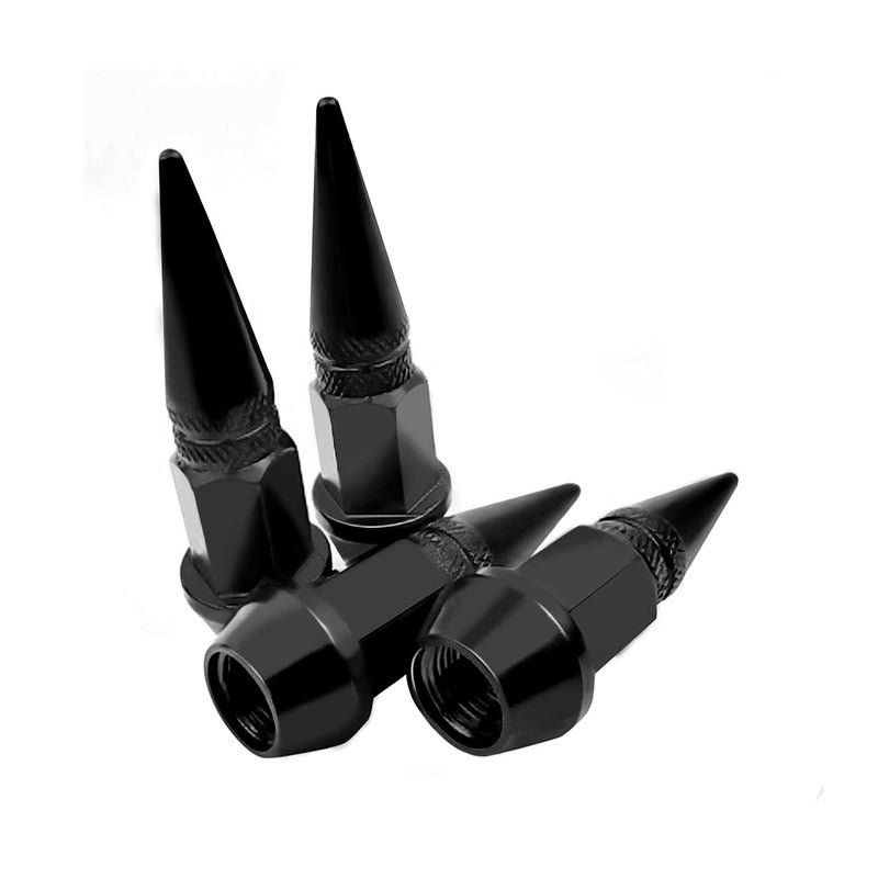 Car Wheel Tire Valve Caps 4 Pack Spiked Aluminum Valve Stem Caps Attractive Dustproof Car Accessories Universal for Most Vehicles Black45MM