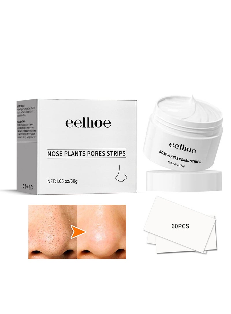 EELHOE Nose Plants Pore Strips, Blackhead Remover with 60Pcs Nose Strips, Deep Cleansing Pore Cleanser Purifying Peel off Mask for Face and Nose, Repair Pores 30g - Image 1