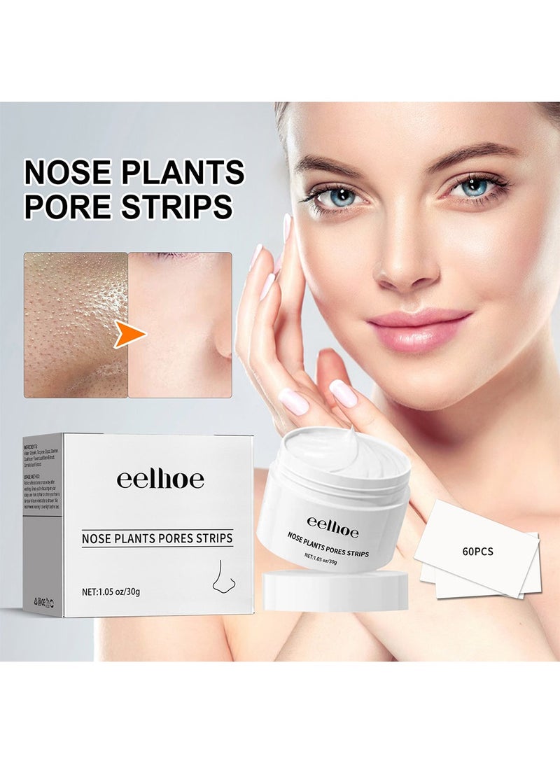 EELHOE Nose Plants Pore Strips, Blackhead Remover with 60Pcs Nose Strips, Deep Cleansing Pore Cleanser Purifying Peel off Mask for Face and Nose, Repair Pores 30g - Image 2