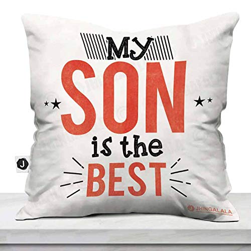 Jhingalala Jhingalala Gift for Son My Son is The Best Printed Cushion Cover with Filler Gift for Son Birthday Special - Image 1