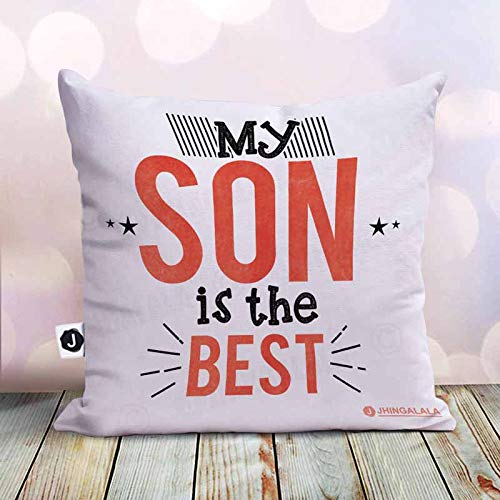 Jhingalala Jhingalala Gift for Son My Son is The Best Printed Cushion Cover with Filler Gift for Son Birthday Special - Image 2