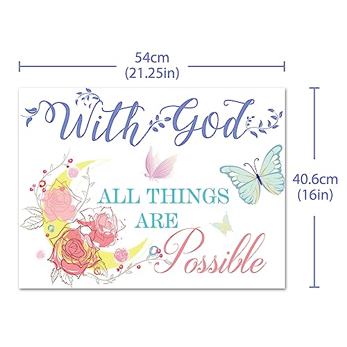 JINGIHE Colorful Bible Verse Wall Decals, with God All Things are Possible Wall Decor, Vinyl Inspirational Quotes Stickers 20.8 x 15.7 Inch, Flower Butterfly Decal for Bedroom, Living Room - Image 3