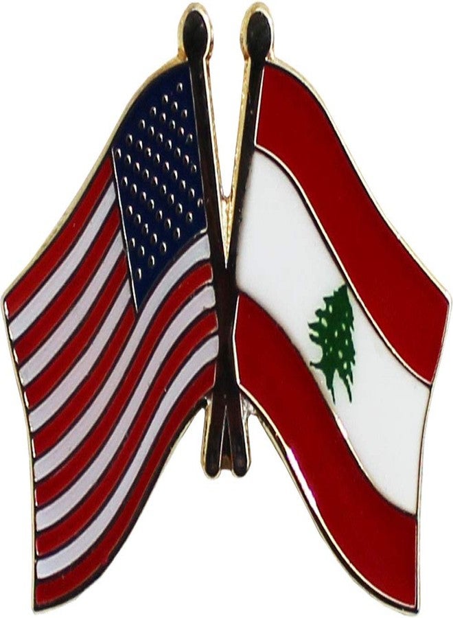 Flagline USA and Lebanon Flag Die-struck Metal Friendship Lapel Pin with Butterfly Clasp Closure - Image 1
