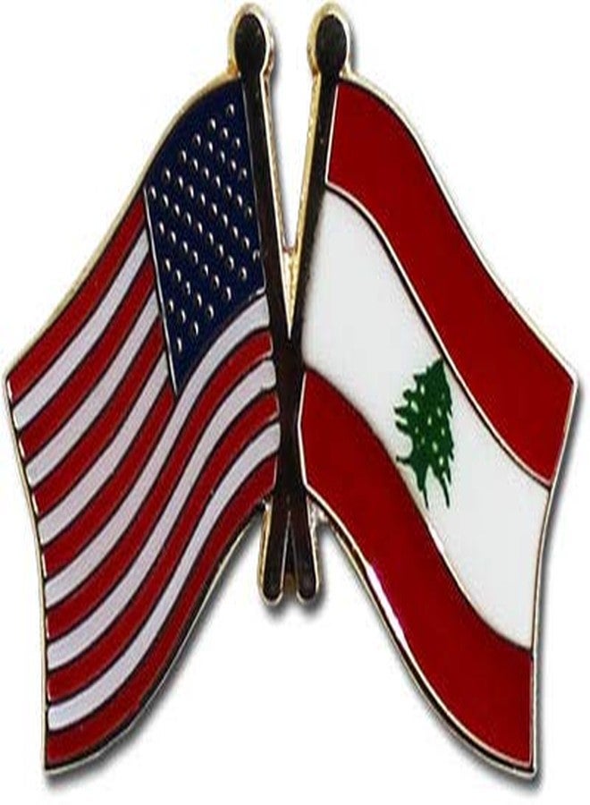 Flagline USA and Lebanon Flag Die-struck Metal Friendship Lapel Pin with Butterfly Clasp Closure - Image 2