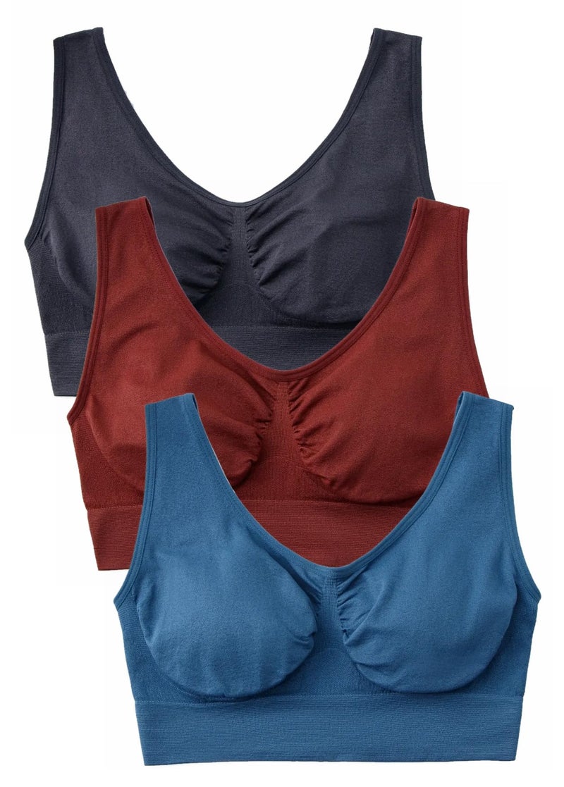 Hiking Gril Women's Comfort Wirefree Bralette Unpadded Sleep Yoga Bra 3pk XXL - Image 1
