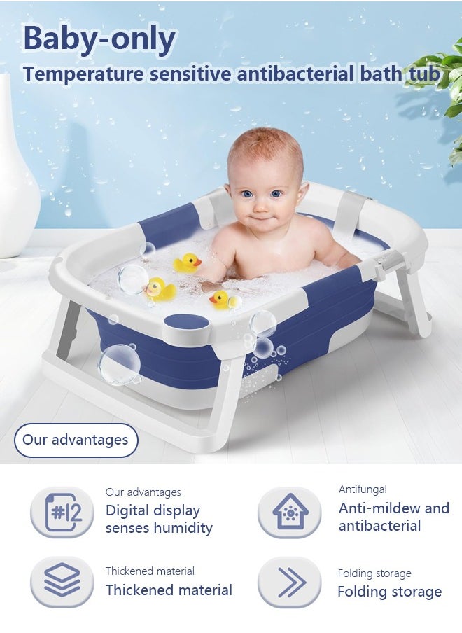 Baby Bathtub  Household  Large Size  Foldable  Toddler Baby  Infant Bathtub Blue